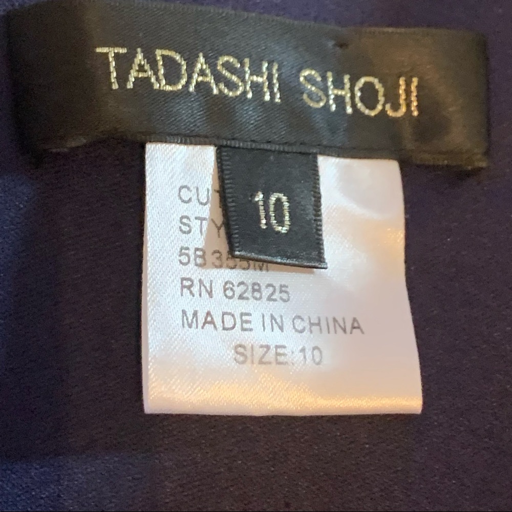 Tadashi Shoji Evening Cocktail Dress Blue Crystal Jeweled Ruched Size 10 - Picture 13 of 16